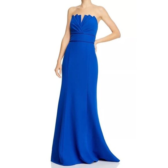 Aidan Mattox Women's Sapphire Blue Mermaid Panel Strapless Evening Gown Dress 0 - Picture 1 of 16